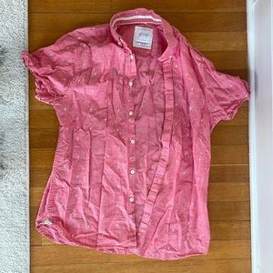 Cactus Man Red Flamingo Pattern Slim Fit Button Down Collard Shirt